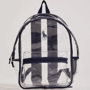 RALPH LAUREN Backpack Full-Size Big Pony Waterproof Clear Navy Blue BRAND-NEW